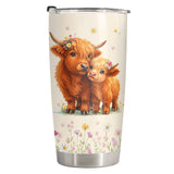 Highland Cow Floral tumbler view 2