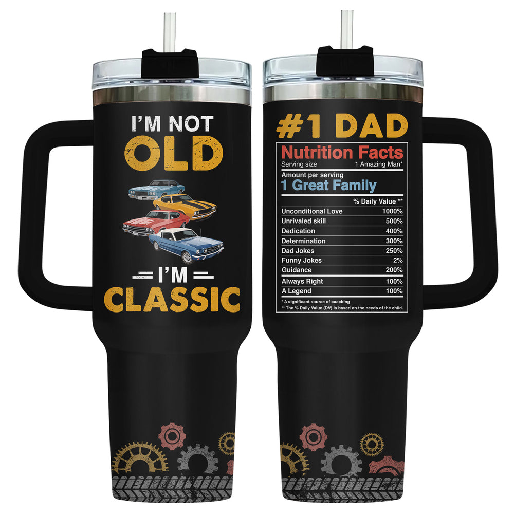 Car Dad 40oz Tumbler with Handle & Straw