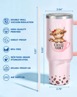 Cute Highland Cow Coffee Lover tumbler view 2