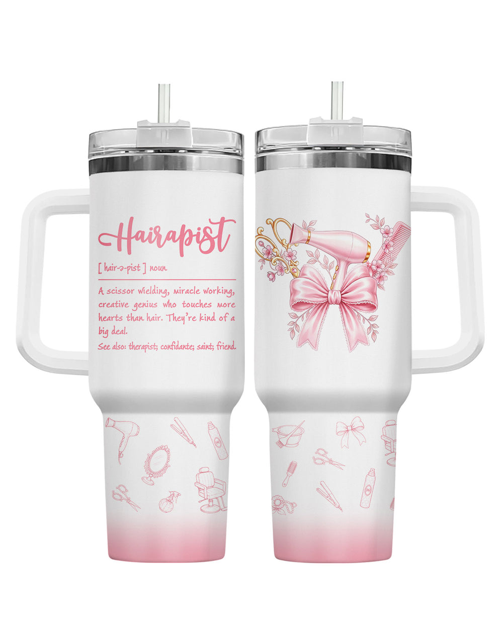 Hairdresser 40oz Tumbler with Handle & Straw