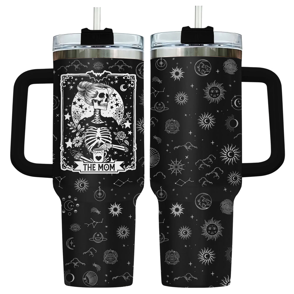 Skeleton Mom 40oz Tumbler with Handle & Straw