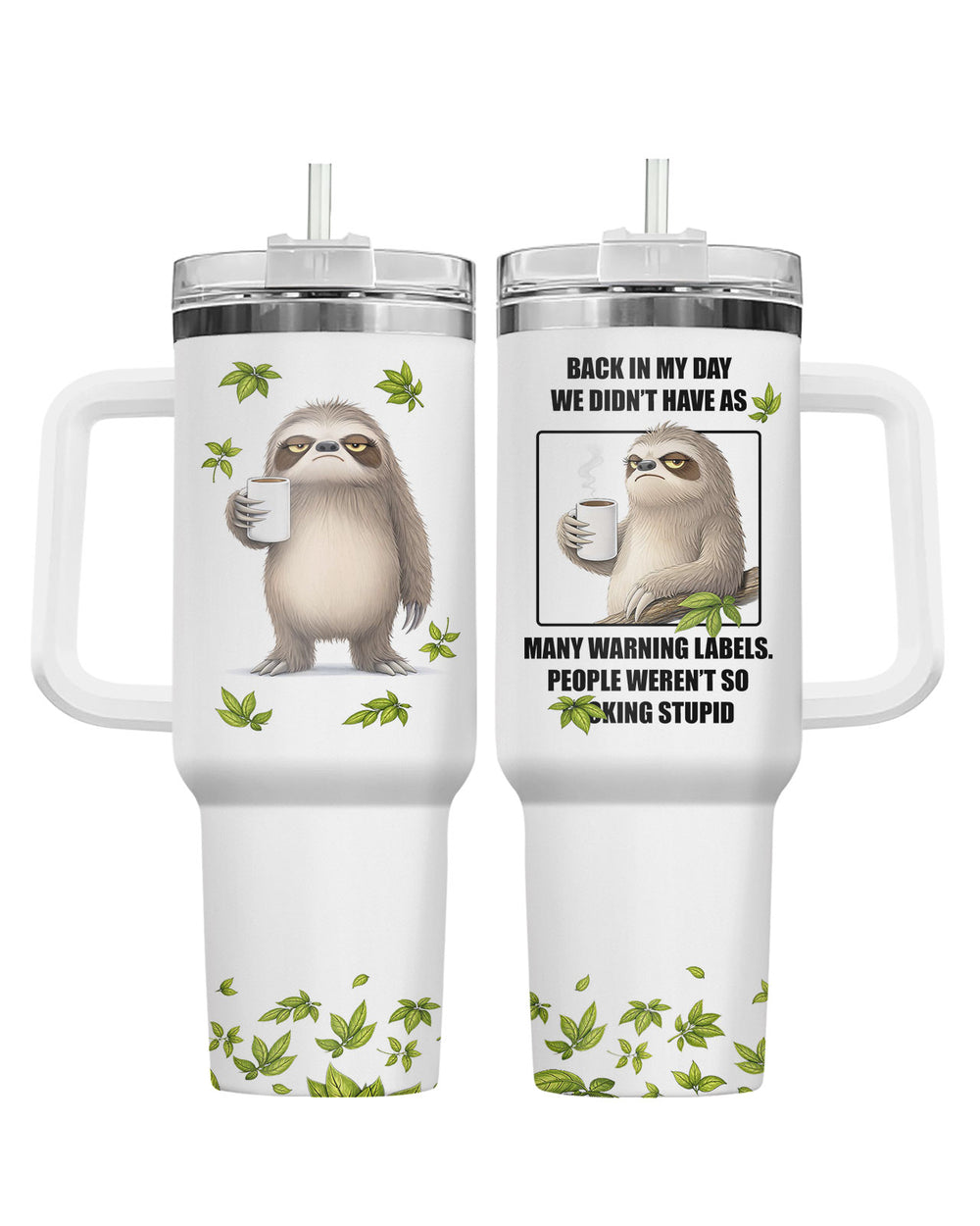 Funny Sloth 40oz Tumbler with Handle & Straw