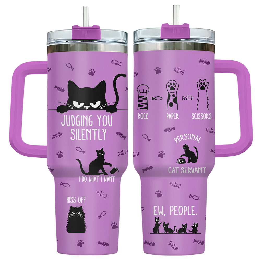 Funny Cat Lover 40oz Tumbler with Handle & Straw
