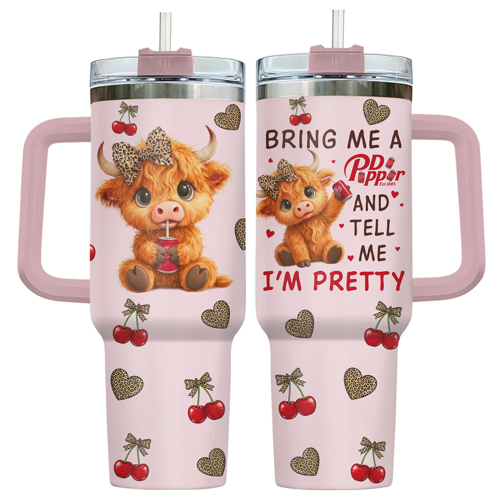 Highland Cow 40oz Tumbler with Handle & Straw