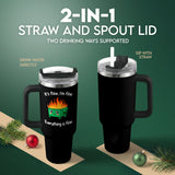 34HD Dumpster Fire Funny Sarcastic 40 oz Tumbler with Handle, Humor Gift